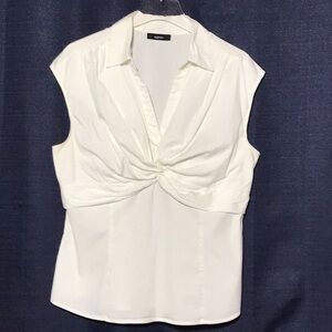 White Twist-Front Sleeveless Blouse - Brand:
